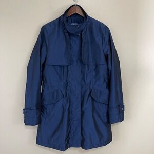 Pendleton Womens‎ Trench Coat Jacket Medium Long Sleeve Pockets Metallic Blue